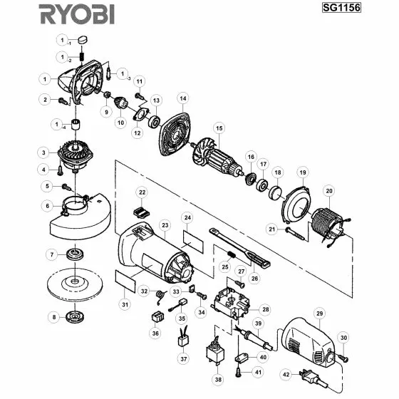 Ryobi SG1155 Spare Parts List Type: 1000078692